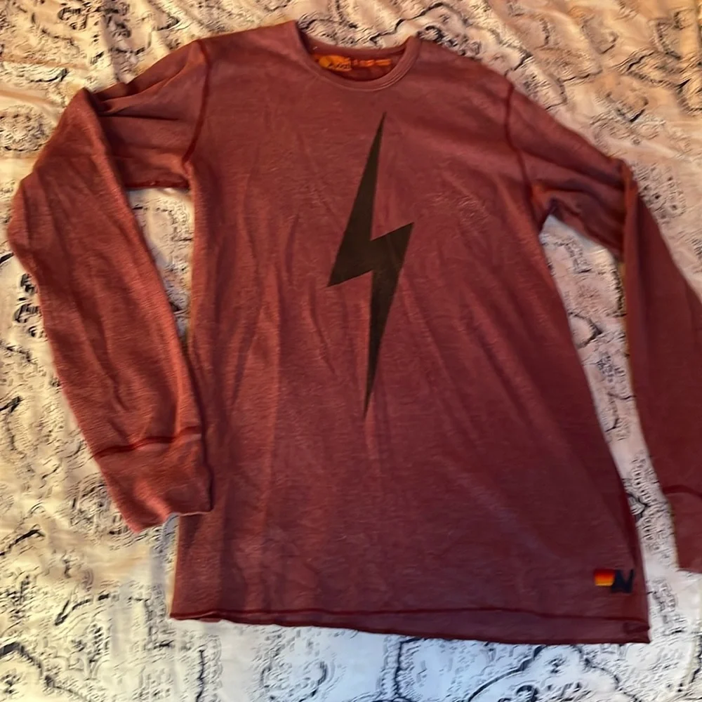 Aviator Nation - thermal bolt long sleeve top - claret - size M unisex - Picture 2 of 7